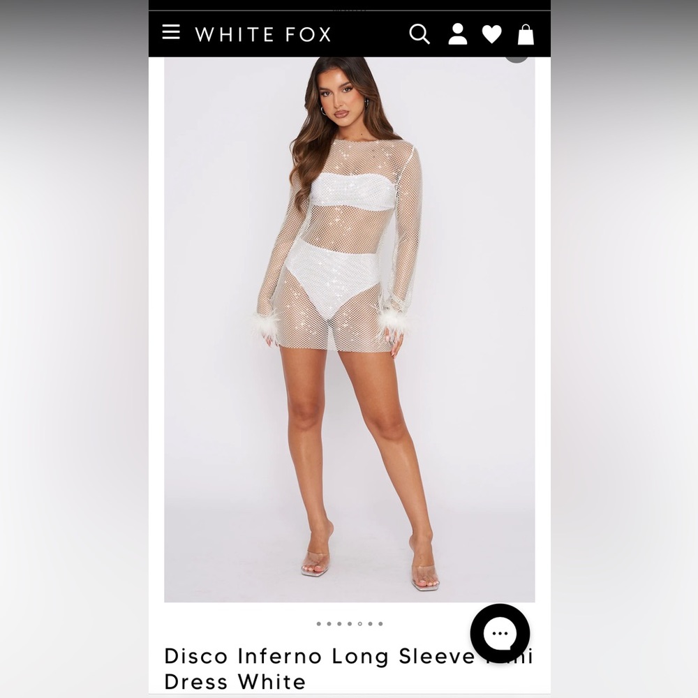 White Fox Disco Inferno Long Sleeve Dress - White